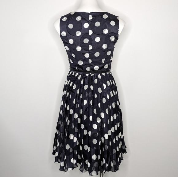 Adrianna Papell blue white sleeveless polka dot fit & flare dress 2 - Picture 5 of 10